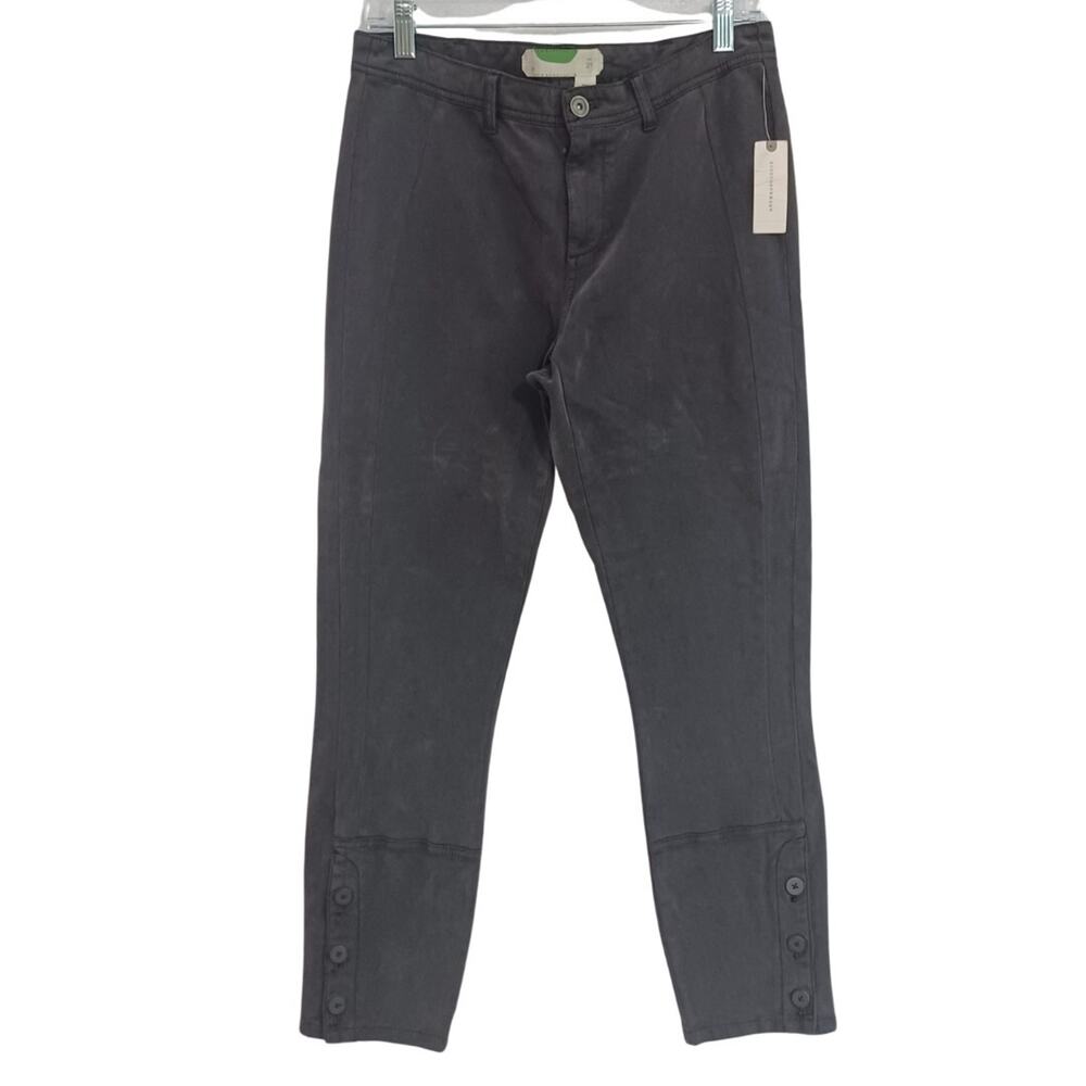 Anthropologie Button Leg Utility Pant Size 29 Black Soft Lyocell Blend Twill NEW